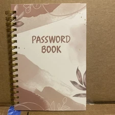 Password Book with Alphabetical Tabs A-Z Hard Cover Spiral Bond New 4.5” X 6”