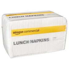 AmazonCommercial 1-Ply White Lunch Napkins Bulk Disposable Paper Napkins 250 Cou
