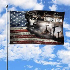 One Nation Under God Flag, Double Sided Flag, Christian Flags, 2 Brass Grommets,