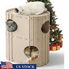 2 Story Cat House W/ Platforms And Peekaboo Holes Durable Felt Easy Clean New