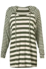 CABI Olive Striped Playoff Hoodie Jersey Top Small XS Oversized