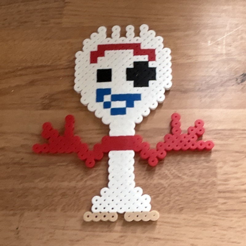 Handmade Perler Fuse Bead Snoopy Christmas Ornament White Red Blue