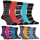 Farah - 5 Pack Mens Soft Funky Striped Bright Coloured Bamboo Dress Socks