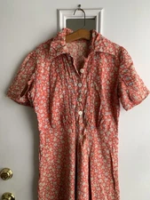 Vintage 1930s 40s As Is Cotton Chore Dress Workwear Mends Fade Thrashed M