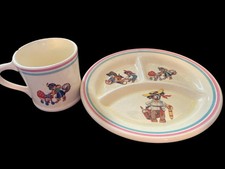 VINTAGE C.P. CO CROWN PORCELAIN BABY YOUTH 7" FEEDING DISH AND CUP W Handle