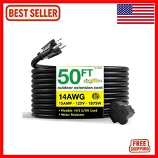 Go Green Power 14/3 50ft Heavy Duty Outdoor Extension Cord - Superior Durabil...
