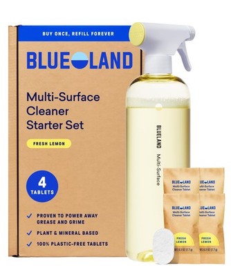 Multi-surface Cleaner, Starter Set, Fresh Lemon Scent, Spray Bottle with 4 Re...