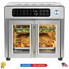 Elegant Extra Large French Door Air Fryer Toaster Oven Combo - 26QT, 24 Funct...
