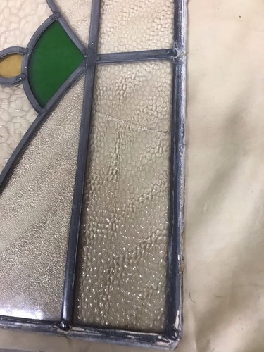 VTG PAIR LEADED STAINED GLASS PANES TRANSIT WINDOWS ART NOUVEAU 19 1/2 X 11 7/8” - Picture 18 of 19