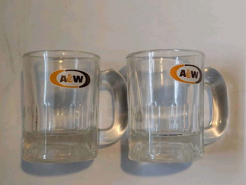A & W Root beer Set Of 2 Mini Mugs 3 1/2” Tall