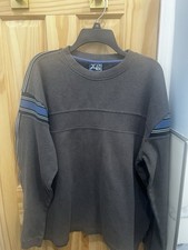 XG Gear Men's Gray Blue Striped Knit Pullover Crew Neck Long Sleeve XL