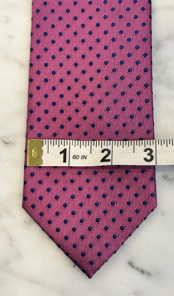 JOS A BANK CORBATA CUELLO ROSA con Lunares AZUL Resistente a Manchas 100% SEDA 59" Foto 3 de 3