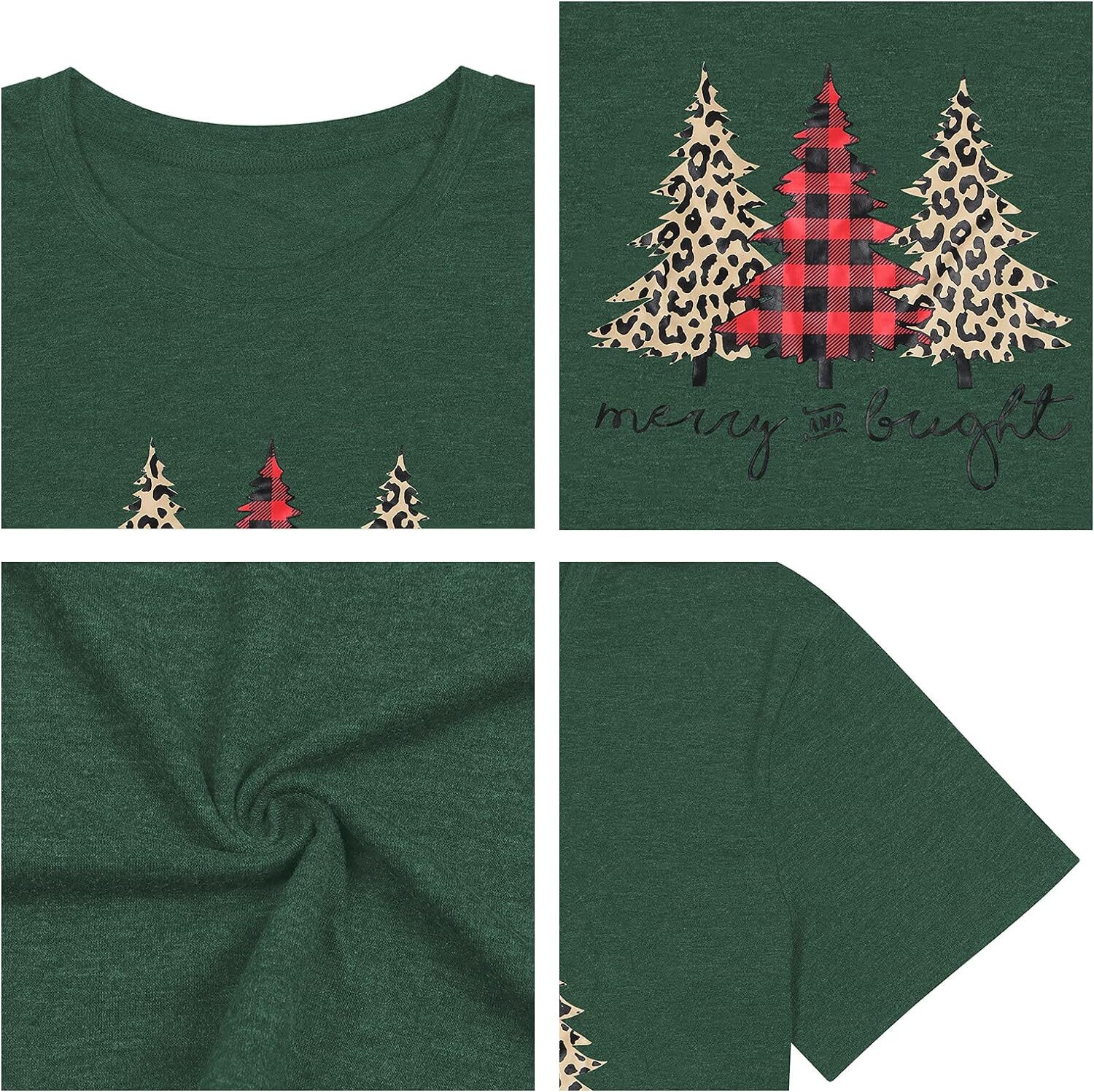 Women Plus Size Christmas Shirt Funny Merry Christmas Tree Short Sleeve