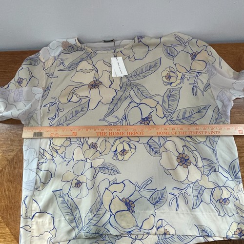 Dries Van Noten Blouse Womens Size 38 XS Blue Patterned Silk Asymmetrical Tunic - Picture 6 of 13