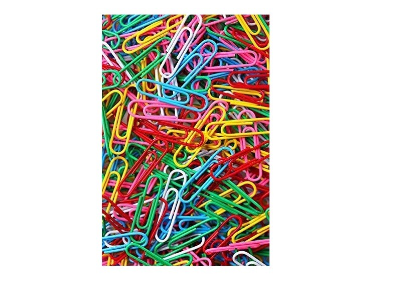 200 MULTICOLORED GEM CLIPS/U CLIP 28 MM PLASTIC COATED PAPER