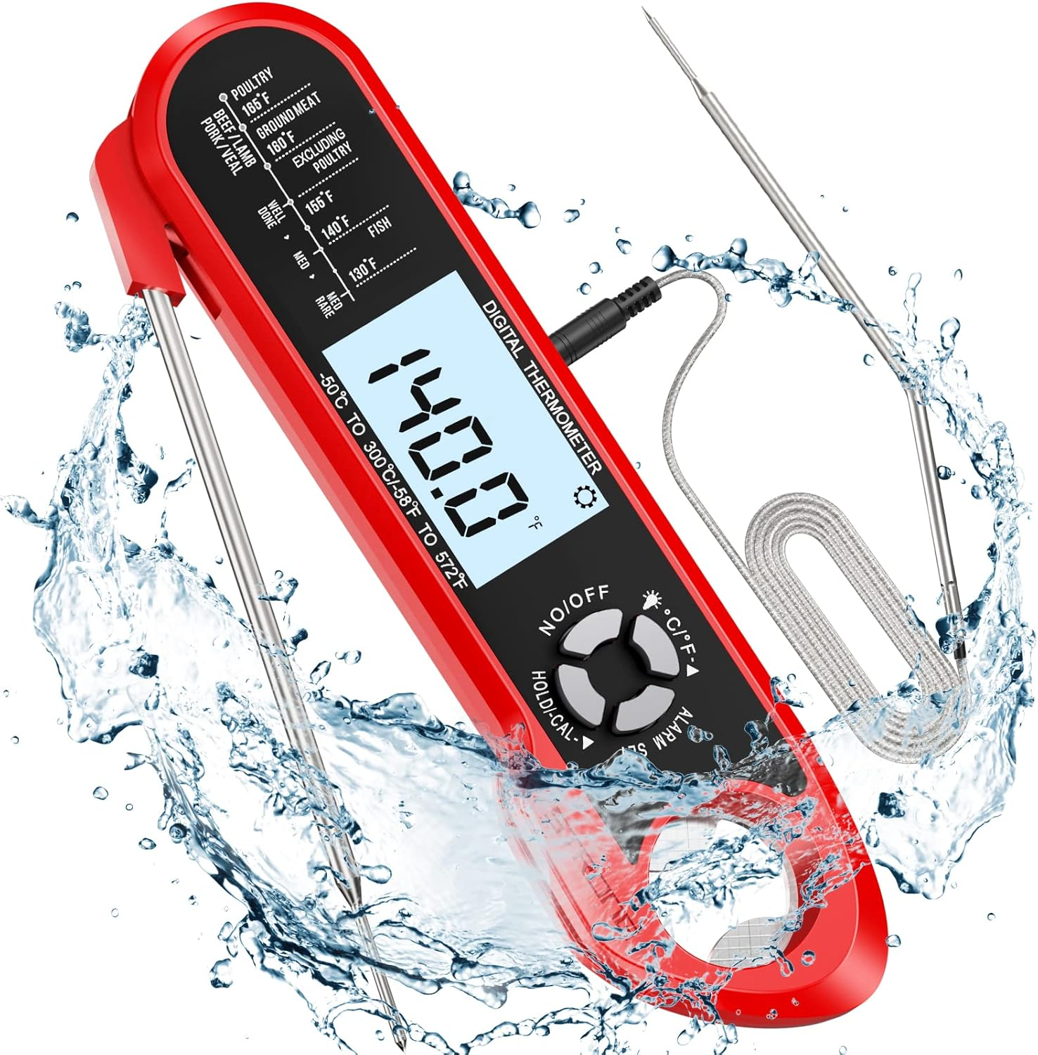 Meat Thermometer for Grill and Cooking, Waterproof Ultra Fast Meat Thermometer w-image