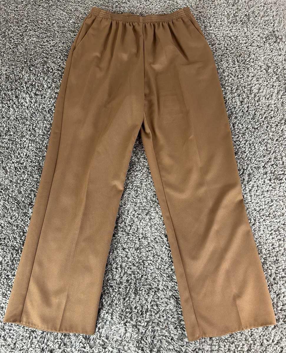 Alfred Dunner Pull-On Pants Womens 12 Petite 12P Brown Comfort Fit