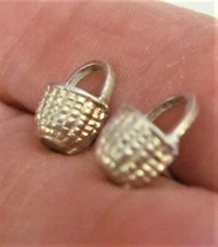 VTG Brown County Baskets BCB Sterling 3-D Stud 1/4" x 3/8" Earrings 1.34 grams