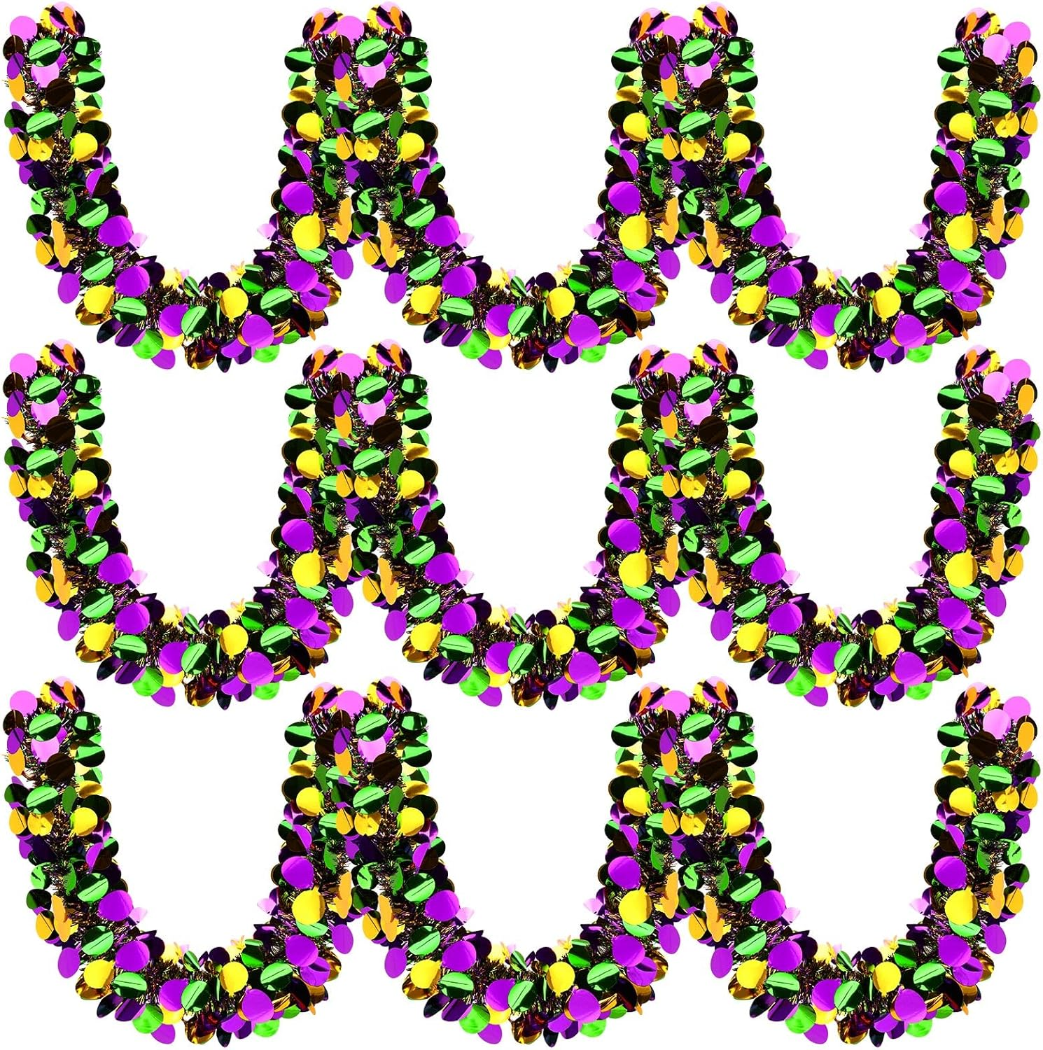 Mardi Gras Tinsel Garland Mardi Gras Decorations Purple Green Gold Metallic Twis