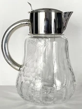 VTG HKE HANS KNABEL ESSLINGEN SILVER PLATE CRYSTAL PITCHER WITH ICE TUBE INSERT