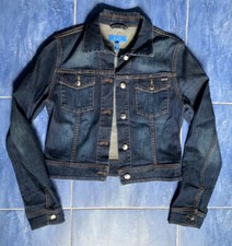 Escada Y2K Fitted Crop Stretch Denim Jacket 34 XS Italy Vintage Dark EUC