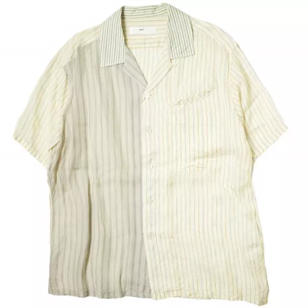 TOGA VIRILIS 20SS Cupra Stripe Shirts S/S TV01-FJ310 46 yellow open collar