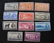 Timbres TERRE-NEUVE #233-243, 1937, COMME NEUFS OG H
