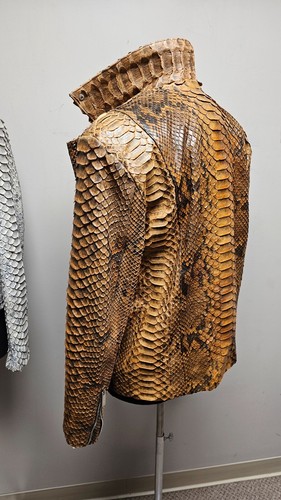 Python Snakeskin Jacket Brown Cognac Men's XL Maison Kingsley - Picture 2 of 19
