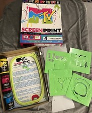 MTV Screen Printing DIY Kit 4 Print MTV Logo Stencils Included Open Box Unused