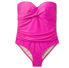 NEW Full Coverage Tummy Control Twist-Front One Piece Swimsuit Kona Sol Women 14
