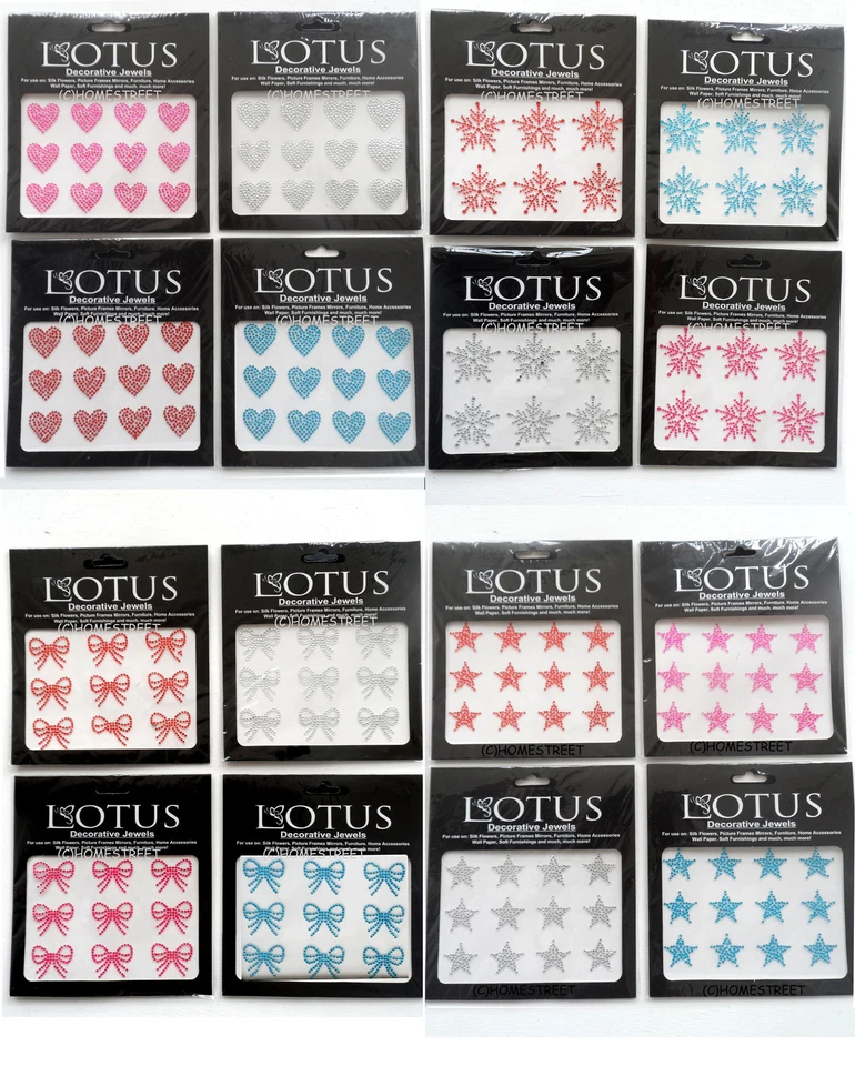Diamante Jewels Estrella Arco Copo de Nieve Forma de Corazón Pegatinas Autoadhesivas