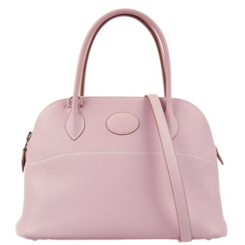 Hermes Light Pink Swift Bolide 27 2way Shoulder Handbag U.64 □L 161657 - Picture 1 of 10