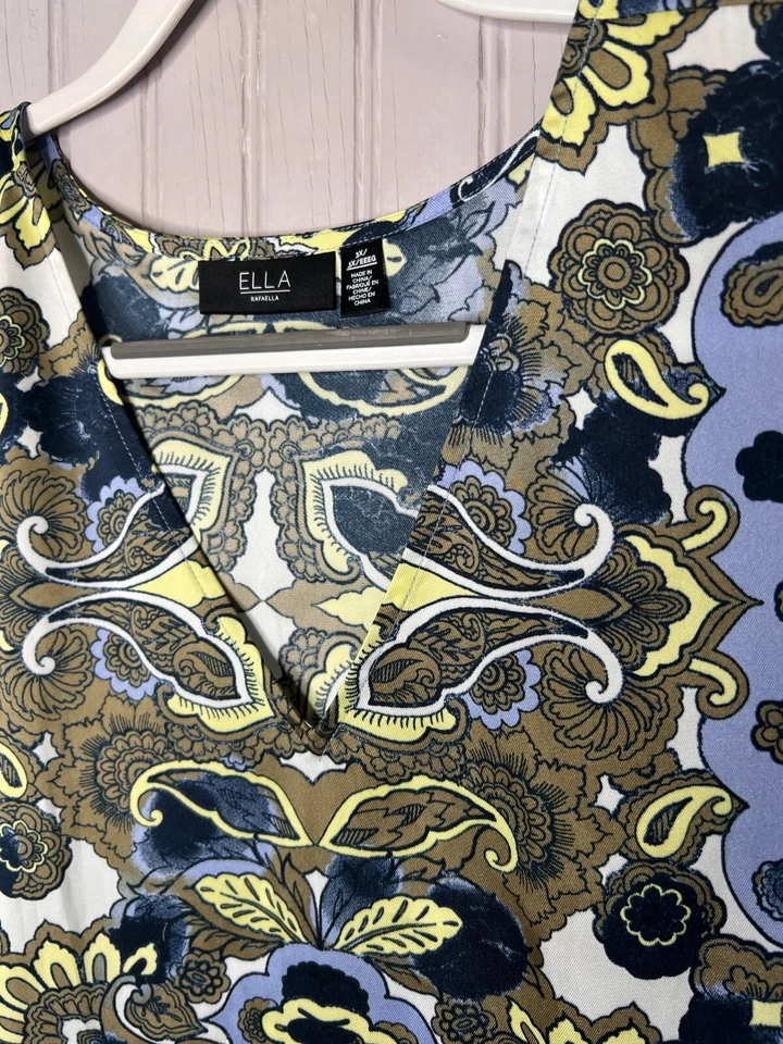 VESTIDO FEMININO ELLA Rafaella 3x boho chique azul verde pasley maxi conforto NOVO $109 - Imagem 4 de 4