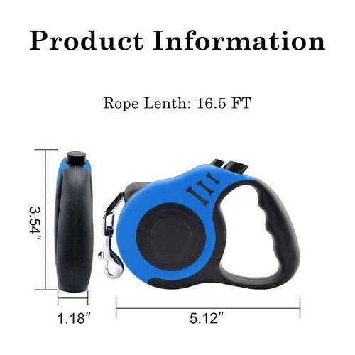 Correa retráctil para perro de 16,5 pies - Cable automático para caminar, azul duradero sin enredos - Imagen 9 de 9