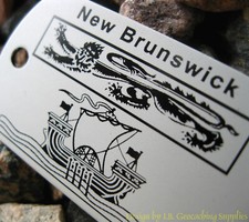 New Brunswick Trackable Geocaching Dog Tag Canada's Provinces, Inverse Black 
