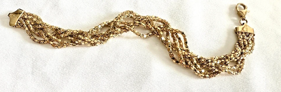 BRAZALETE DE LUJO NUEVO CON ETIQUETAS QVC ITALIA PLATA ESTERLINA SOBRE ORO VERMEIL 6 SOPORTES 7,5" Foto 4 de 4