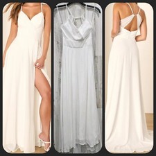 LULUS Romantic Inspiration White Sleeveless Faux Wrap Maxi Dress Size XS**NWOT**