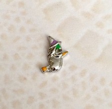 Witch on Broom Halloween Floating Locket Charm - Silver-tone - NEW