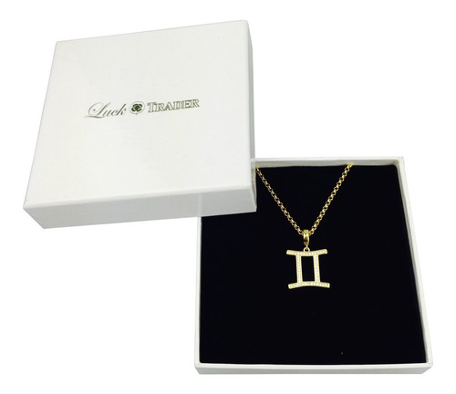 Gemelli Simbolo Dello Zodiaco Argento O Oro Placcato Ciondolo -horoscopes Stella - Picture 2 of 3