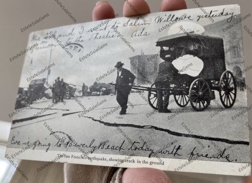 1908 postcard San Francisco earthquake aftermath crack in road - 第 14/20 張圖片