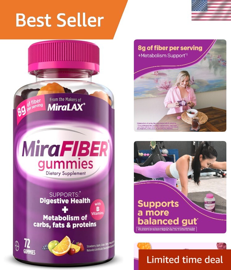 Enjoyable 8g Daily Fiber Gummies | MiraFIBER's Assorted Fruit Flavors - 72 Count