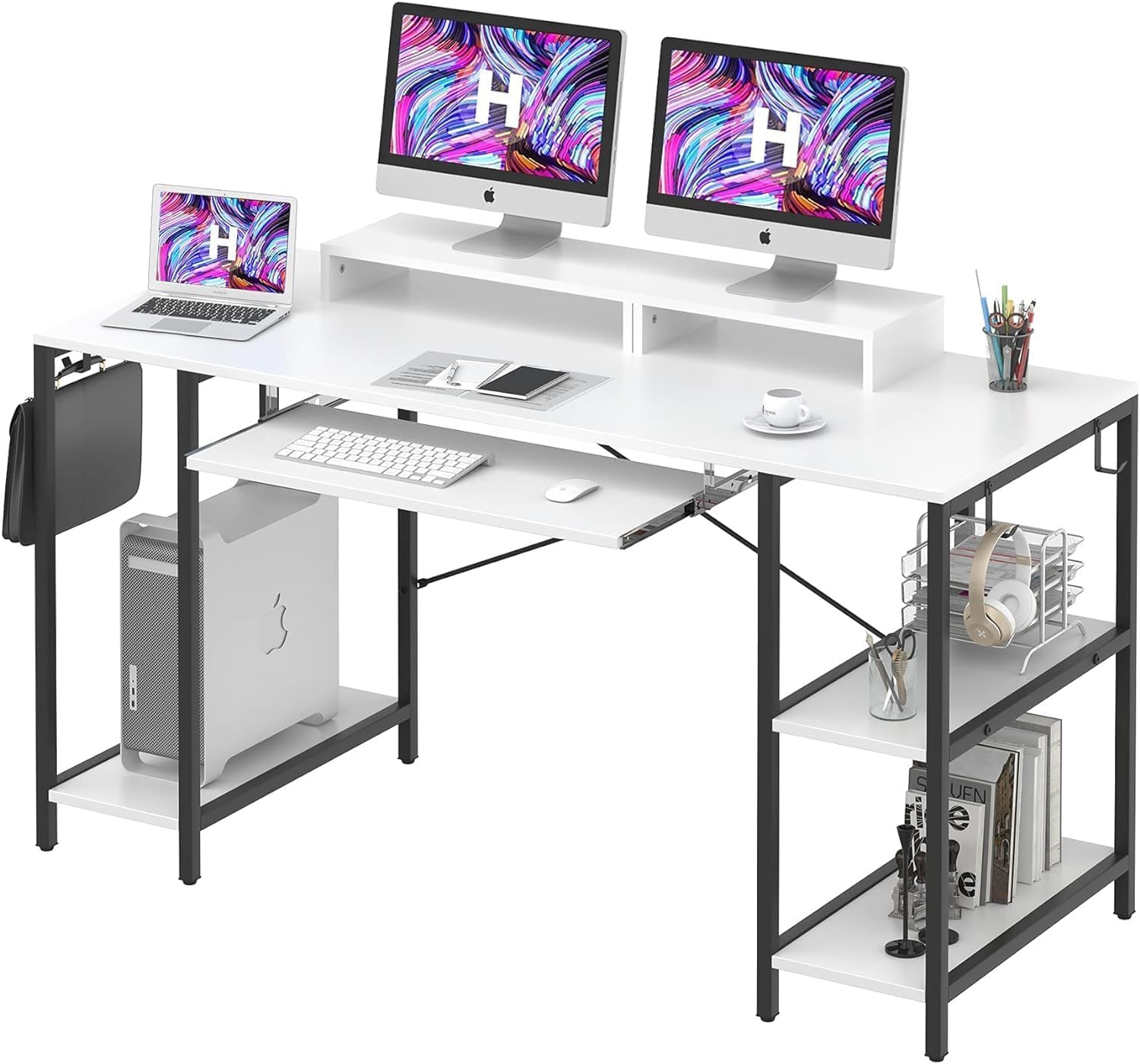 Computer Desk with Keyboard Tray, 55 Inch Music Studio Desk Music Production Des-image
