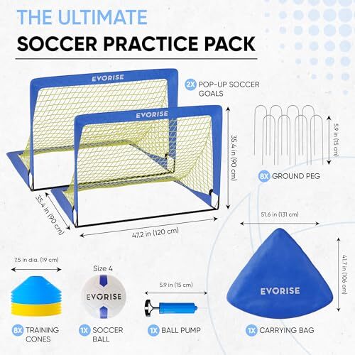 Pop Up Soccer Goals for Backyard Soccer Training Equipment Includes