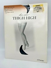 1 pr Sheer Caress Silky Sheer Lace Top Thigh Highs- Short - Off Black