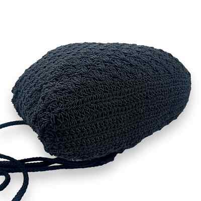 Vintage 90\'s FRANKIE AND JOHNNIE black woven macrame mini slouch backpack Vintage 90 main image 3