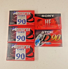 Lot of 5 new blank audio cassettes 90 min each. Different brands see pictures