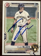 Tyler Black Auto Signed 2021 Bowman Draft Base #BD-200 Milwaukee Brewers