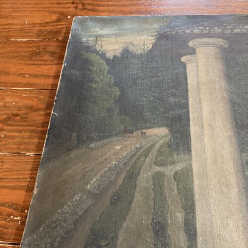 Arte original Estate Find óleo sobre lienzo 25x30" firmado C Simshauser 1915 paisaje - Imagen 7 de 14