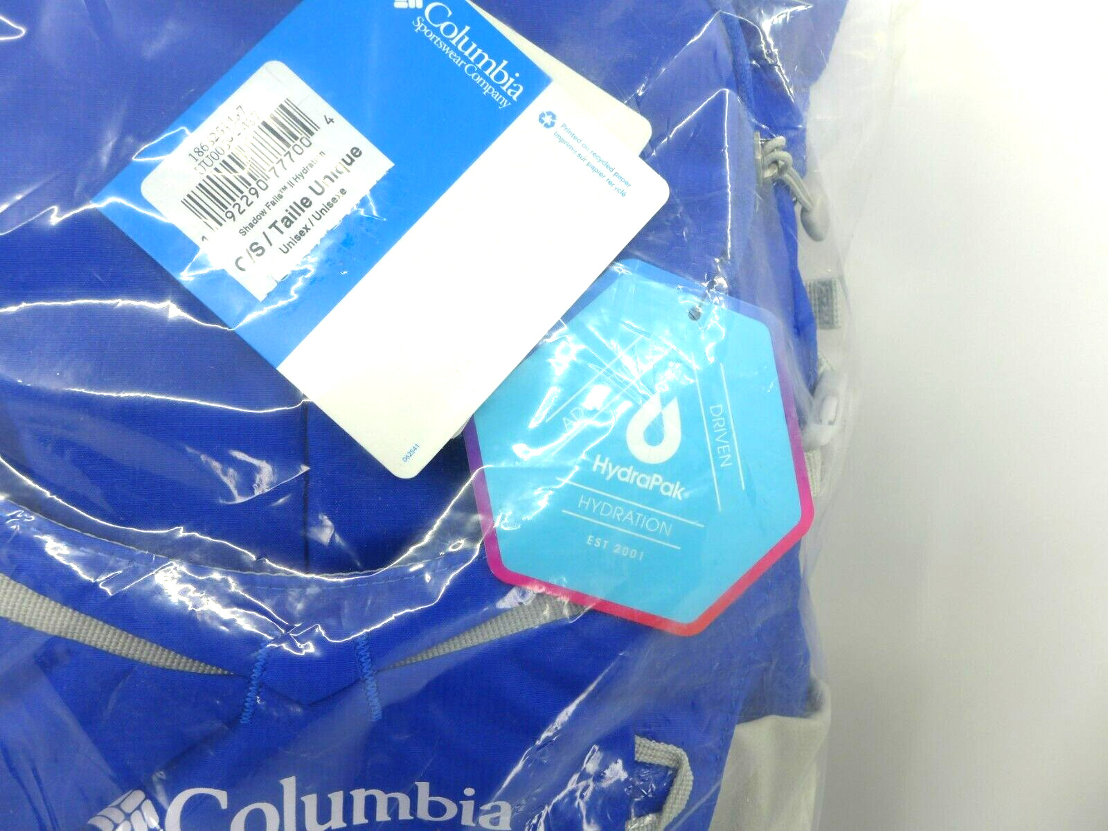 Columbia HydraPak Royal Blue Backpack OS New