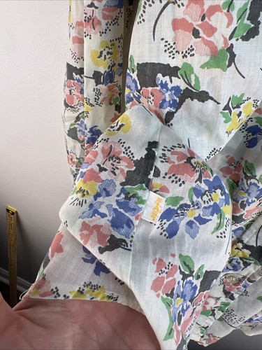 Vintage Levi’s Shirt Adult Small L/S Button Up White Floral 1970s Women A85 - Afbeelding 6 van 10